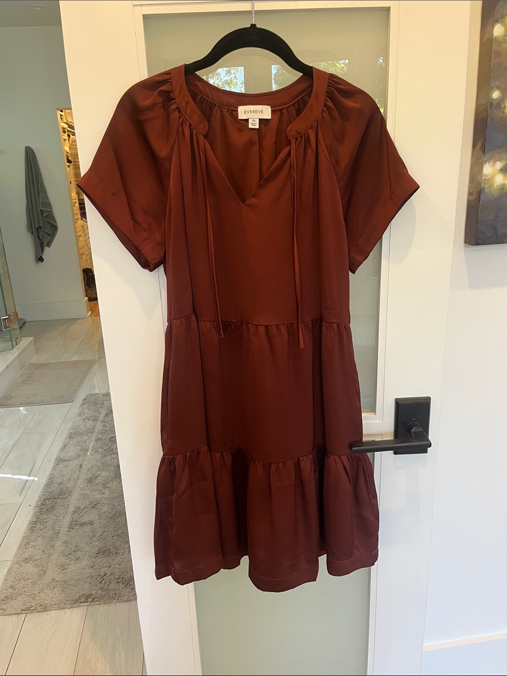 Evereve Women's Rust-Toned Short Sleeve Tiered Dress